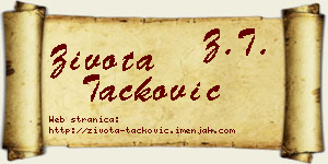 Života Tacković vizit kartica